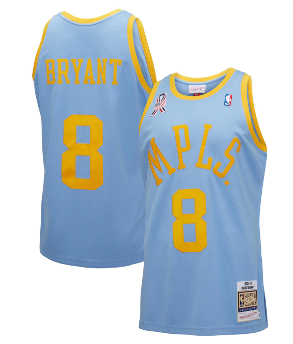 Men's Light Blue Los Angeles Lakers #8 Kobe Bryant Hardwood Classics 2001-02 Stitched Basketball Jersey